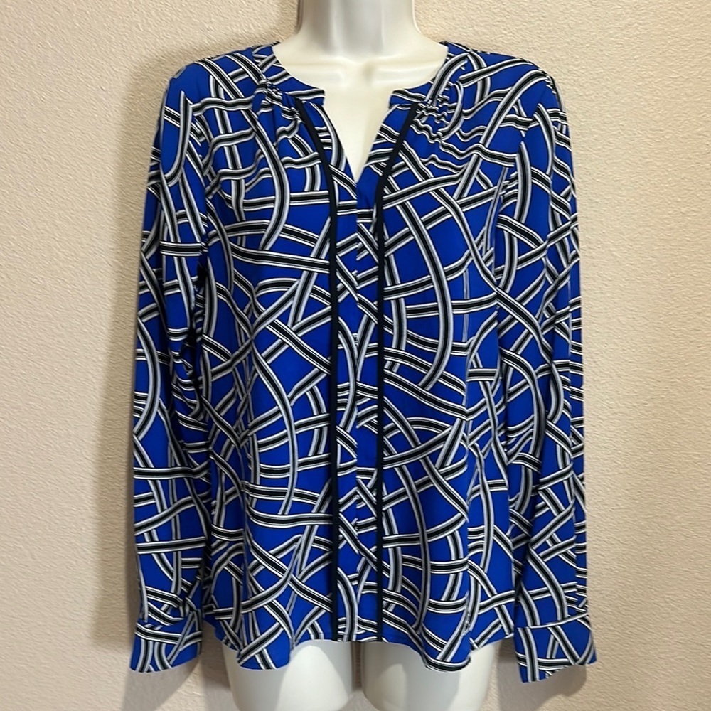 CALVIN KLEIN V-Neck Career Blouse, Size S, New